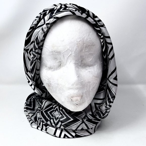 Womens Vintage Black & White Silky Stripe Geometric Star‎ Design Polyester Korea - Picture 3 of 8